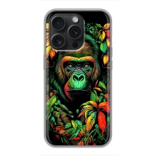 Чохол з Мавпами iPhone 16 Pro - (AlphaPrint) (Мавпа в квітах)