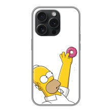 Чехол с Симпсонами для iPhone 16 Pro (VPrint) (Гомер с пончиком)