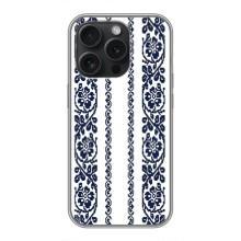 Силиконовый Чехол на iPhone 16 Pro с картинкой Вышиванки – Синяя вышиванка
