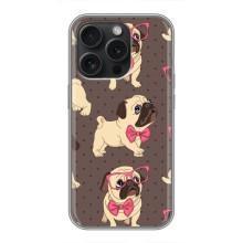 Чехол (ТПУ) Милые собачки для iPhone 16 Pro – Собачки Мопсики