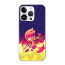 Чехол (ТПУ) с героями Бравл Старс на iPhone 16 Pro (Пенни в огне)