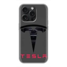 Силиконовый бампер с картинкой машины на iPhone 16 Pro – Logo TESLA
