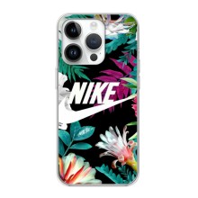 Силиконовый Чехол на iPhone 16 Pro с картинкой Nike (Цветочный Nike)
