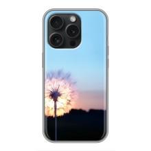 Силиконовый Чехол с одуванчиками на iPhone 16 Pro – Закат с одуванчиком