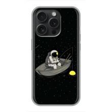 Силиконовый Чехол с принтом "Космонавты" на iPhone 16 Pro – Космонавт на рыбалке