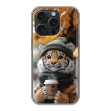 Печатный чехол «Зверята с кофе» для iPhone 16 Pro – Тигр с кофе