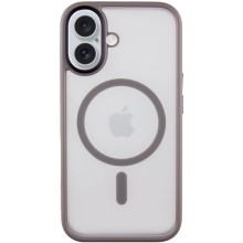 TPU+PC чехол Metal Buttons with MagSafe для Apple iPhone 16 (6.1") (Серый)