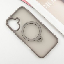 TPU+PC чехол Metal Buttons with MagSafe Colorful HQ Ring для Apple iPhone 16 (6.1") – Grey