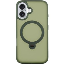 TPU+PC чехол Metal Buttons with MagSafe Colorful HQ Ring для Apple iPhone 16 (6.1") – Green