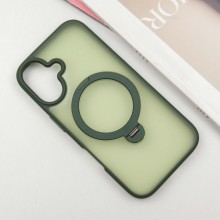 TPU+PC чехол Metal Buttons with MagSafe Colorful HQ Ring для Apple iPhone 16 (6.1") – Green