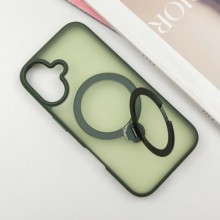 TPU+PC чехол Metal Buttons with MagSafe Colorful HQ Ring для Apple iPhone 16 (6.1") – Green