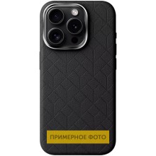 Кожаный чехол Carved with MagSafe для Apple iPhone 16 (6.1") (Black)