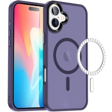 TPU+PC чохол Metal Buttons with MagSafe Colorful для Apple iPhone 16 (6.1") (Темно-фіолетовий)