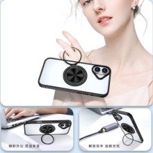 TPU+PC чохол Metal Ring with MagSafe для Apple iPhone 16 (6.1") – Чорний