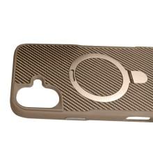 TPU+PC чехол Metal Buttons with MagSafe Carbon Ring для Apple iPhone 16 (6.1") – Золотой