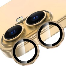 Защитное стекло Metal Classic на камеру (в упак.) для Apple iPhone 16 (6.1") / 16 Plus (6.7") – Золотой