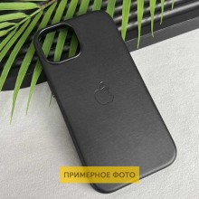 Кожаный чехол Leather Case (AAA) with MagSafe and Animation для Apple iPhone 16 (6.1") – Черный