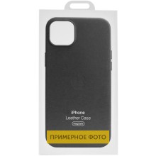 Кожаный чехол Leather Case (AAA) with MagSafe and Animation для Apple iPhone 16 (6.1") – Черный
