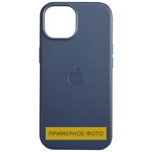 Кожаный чехол Leather Case (AAA) with MagSafe and Animation для Apple iPhone 16 (6.1") – Голубой