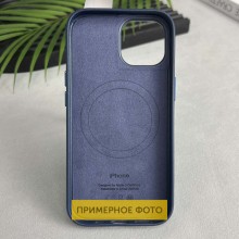 Кожаный чехол Leather Case (AAA) with MagSafe and Animation для Apple iPhone 16 (6.1") – Голубой