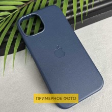 Кожаный чехол Leather Case (AAA) with MagSafe and Animation для Apple iPhone 16 (6.1") – Голубой