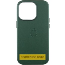 Кожаный чехол Leather Case (AAA) with MagSafe and Animation для Apple iPhone 16 (6.1") – Зеленый