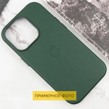Кожаный чехол Leather Case (AAA) with MagSafe and Animation для Apple iPhone 16 (6.1") – Зеленый