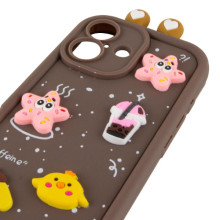 Чехол TPU Toys Case with Ears для Apple iPhone 16 (6.1") – Коричневый