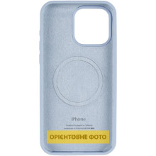 Чехол Silicone Case (AA) Logo with MagSafe для Apple iPhone 16 (6.1") – Голубой