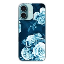 Чехлы (ART) Цветы на iPhone 16 (VPrint) (Голубые Бутоны)