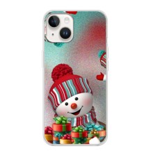 Чехлы на Новый Год iPhone 16 (Снеговик в шапке)