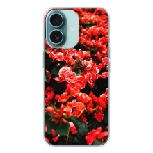 Чехлы с Цветами для iPhone 16 (VPrint) (Цветы красные)