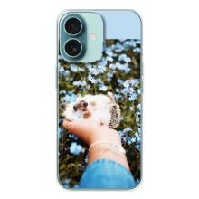 Чехлы с изображением разных животных для iPhone 16 (Ежик на руках)