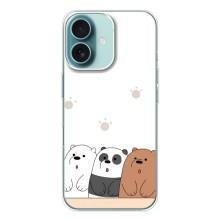 Чехлы с изображением разных животных для iPhone 16 (Удивленные медвеженки)