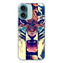 Чехлы с изображением разных животных для iPhone 16 (Яркий Тигр)