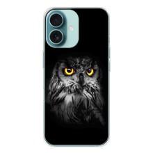 Чохли з принтом СОВИ для iPhone 16 – Сова на чорному