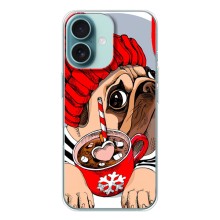 Чехлы с собаками для iPhone 16 (VPrint) (Собачка в шапке)