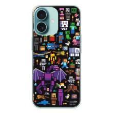 Чехол майнкрафт для iPhone 16 (Все персонажи)