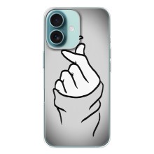 Чехол с принтом для iPhone 16 (AlphaPrint - Знак сердечка) – Значок Love