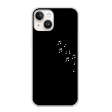 Чехол с картинками на черном фоне для iPhone 16 (Ноты)