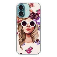 Чехол с картинкой Модные Девчонки iPhone 16 (Девушка в очках)