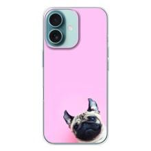 Бампер для iPhone 16 с картинкой "Песики" – Собака на розовом