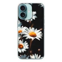 Чехол с ромашками на iPhone 16 – Белые ромашки