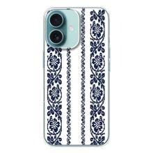 Силиконовый Чехол на iPhone 16 с картинкой Вышиванки – Синяя вышиванка