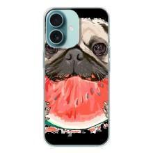Чохол (ТПУ) Милі песики для iPhone 16 – Смішний Мопс