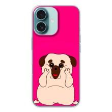 Чохол (ТПУ) Милі песики для iPhone 16 – Веселий Мопсік