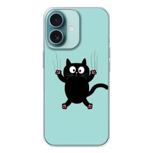 Чехол с милыми котиками на Айфон 16 – Черный кот