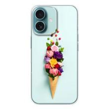 Чехлы с тематикой "ЦВЕТЫ" на iPhone 16 (Цветок-мороженное)