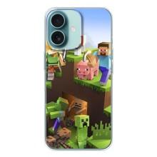 Чехлы для iPhone 16 (Персонажи Майн Крафт) – Майн-крафт