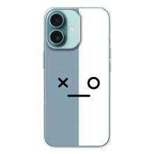Силиконовые Чехлы (смешные стикеры) для iPhone 16 – Серо-белый